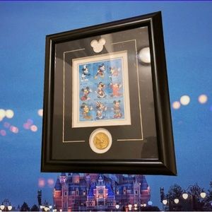 vintage rare NOS 1989 disney store stamp coin framed collection wall picture COA